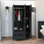 71" Black Wood Two Drawer Combo Dresser