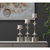 18" Silver Distressed Geometric Metal Tabletop Candle Holder - 608219387846