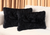 Set of Two 12" X 20" Black Sheepskin Lumbar Throw Pillows - 608219397449