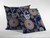 16” Indigo Orange Floral Suede Zippered Throw Pillow