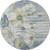 8' Blue Ivory And Gold Floral Washable Round Rug With UV Protection - 880024762081