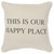 Homeroots Home Decor Gray Taupe Canvas Happy Place Throw Pillow, Gray Taupe, 20 x 20 Inches