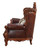 69" Brown And Walnut Top Grain Leather Curved Loveseat and Toss Pillows - 608219197254