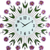 27" Purple Green And White Metal and Glass Silent Analog Floral Round Wall Clock - 880016497601