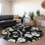 8' Black Ivory And Gray Round Floral Washable Indoor Outdoor Area Rug - 880016455878