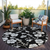 8' Black Ivory And Gray Round Floral Washable Indoor Outdoor Area Rug - 880016455878