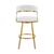 26" White and Gold Faux Leather and Stainless Steel Low Back Counter Height Swivel Bar Chair - 880016803952