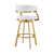 26" White and Gold Faux Leather and Stainless Steel Low Back Counter Height Swivel Bar Chair - 880016803952