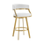 26" White and Gold Faux Leather and Stainless Steel Low Back Counter Height Swivel Bar Chair - 880016803952