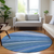 8' Denim Blue And Sky Blue Round Abstract Washable Indoor Outdoor Area Rug