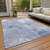 10' X 14' Denim Blue And Ivory Floral Washable Indoor Outdoor Area Rug - 880016501070