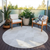 8' Round Ivory Round Geometric Washable Non Skid Indoor Outdoor Area Rug - 608219045968