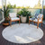 8' Round Ivory Round Geometric Washable Non Skid Indoor Outdoor Area Rug