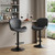 Set of Two Black Faux Leather and Aluminum Adjustable Height Swivel Bar Chairs - 880024506197