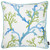 Homeroots Home Decor Square White, Blue, and Green Coral Decorative Throw Pillow Cover, 18 x 18 inches