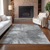 3' X 5' Gray Silver And Charcoal Abstract Washable Indoor Outdoor Area Rug - 608219067649