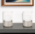 Set of Two Clear and Silver Glass Geometric Tabletop Pillar Candle Holders - 608219180249