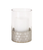 Set of Two Clear and Silver Glass Geometric Tabletop Pillar Candle Holders - 608219180249