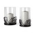 Set of Two Black Botanical Leaf Glass And Metal Tabletop Hurricane Candle Holders - 880024798486