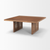 42" Brown and Natural Solid Wood and Wicker Square Double Pedestal Coffee Table - 880016490541