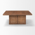 42" Brown and Natural Solid Wood and Wicker Square Double Pedestal Coffee Table - 880016490541
