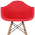 Red And Natural Heavy Duty Plastic And Solid Wood Dining Arm Chair - 608219247003