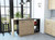 Black and Light Oak Contemporary Kitchen Island with Bar Table - 606114597001