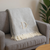 Herringbone Cotton Blend D Initial Throw Blanket with Tassels Embroidery - 880016744385