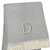 Herringbone Cotton Blend D Initial Throw Blanket with Tassels Embroidery - 880016744385