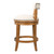 Linen and Brown Fabric and Solid Wood Low Back Counter Height Swivel Bar Chair - 880024612102