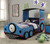 83" X 44" X 51" Blue Red And Black Train Metal Twin Bed - 689211814592