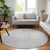 8' Silver And Ivory Round Geometric Washable Indoor Outdoor Area Rug