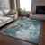 3' X 5' Teal And Ivory Abstract Washable Area Rug With UV Protection - 880024846170