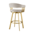 26" Taupe and Gold Fabric and Stainless Steel Low Back Counter Height Swivel Bar Chair - 880016540277