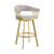 26" Taupe and Gold Fabric and Stainless Steel Low Back Counter Height Swivel Bar Chair - 880016540277