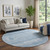 8' Sky Blue And Ivory Southwestern Washable Round Rug With UV Protection - 880024840123