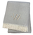 Herringbone Cotton Blend W Initial Throw Blanket with Tassels Embroidery - 880016712872