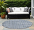 8' Round Denim Blue Round Geometric Washable Non Skid Indoor Outdoor Area Rug - 608219383176