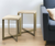Set of Two Natural and Gold Solid Wood and Metal Square Cross Legs Nested Tables - 880016626780