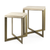 Set of Two Natural and Gold Solid Wood and Metal Square Cross Legs Nested Tables - 880016626780