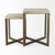 Set of Two Natural and Gold Solid Wood and Metal Square Cross Legs Nested Tables - 880016626780