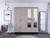 Light Oak and Black Four Door Wardrobe Closet with Mirrors - 808230120273