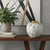 10" Ivory Gray And Gold Abstract Distressed Ceramic Round Table Vase - 880016659016