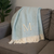 Herringbone Cotton Blend M Initial Throw Blanket with Tassels And Embroidery - 880016708035