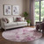8' Plum And Ivory Floral Washable Round Rug With UV Protection - 880024613161