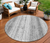 8' Gray And Ivory Round Striped Washable Indoor Outdoor Area Rug - 608219364182