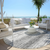 8' Gray And Ivory Round Striped Washable Indoor Outdoor Area Rug - 608219364182