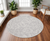 8' Ivory and Gray Floral Distressed Round Rug - 608219303143