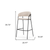 Fabric and Metal Bar Height Bar Chair - 880016595451