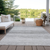 9' X 12' Gray And Silver Striped Washable Indoor Outdoor Area Rug - 608219042448